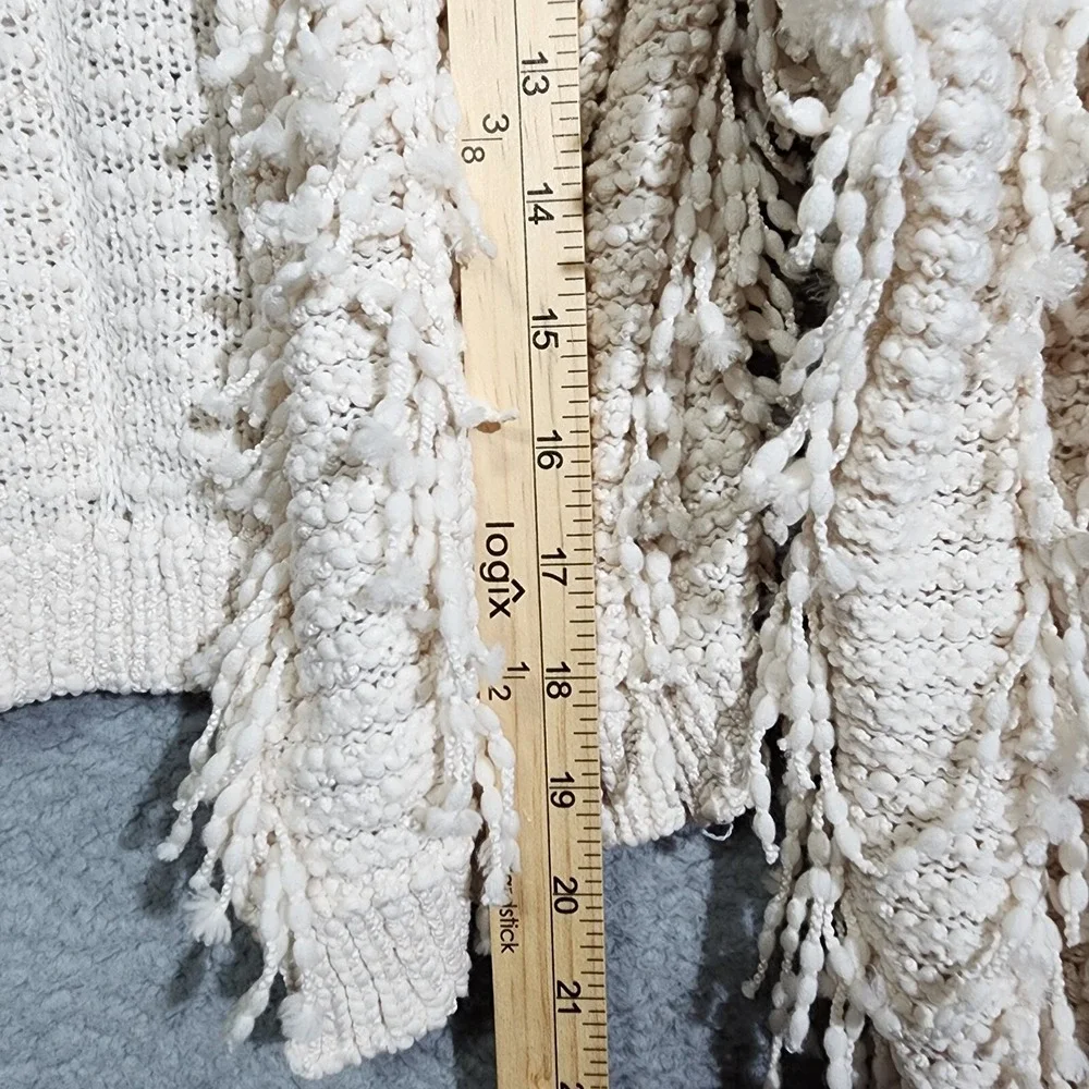 Generation K‎ Cardigan Sweater Size XS Long Sleeve Ivory Shaggy Tassels